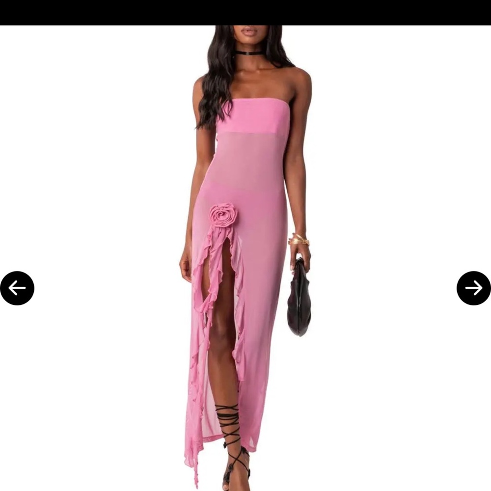 Edikted Pink Strapless Dress Perfect for Special Occasions